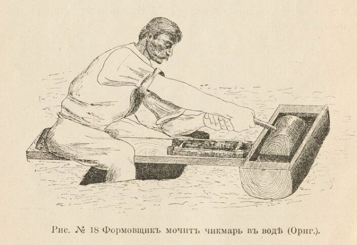 Иллюстрация из книги «Чикмарный способ формования сырца для строительного кирпича»