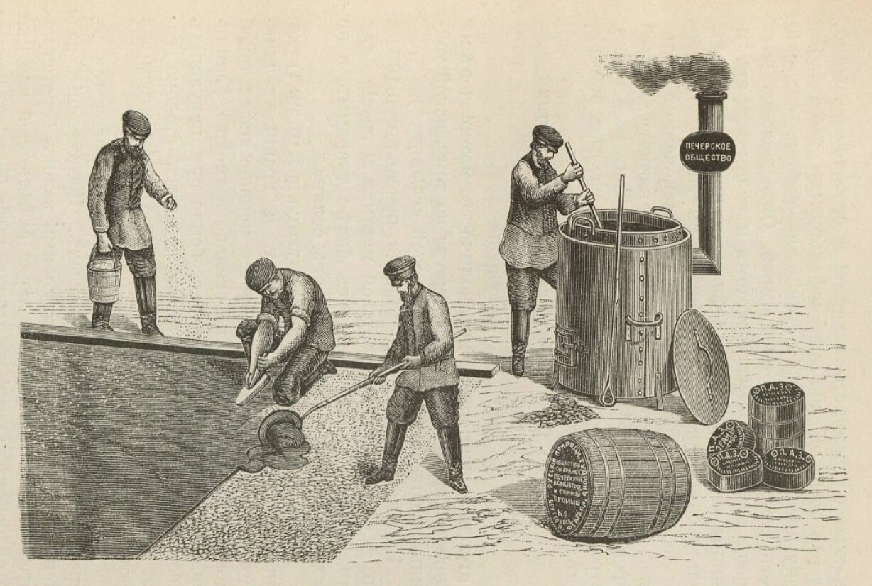 Иллюстрация из книги «Асфальт и его применения для устройства мостовых и для других работ»